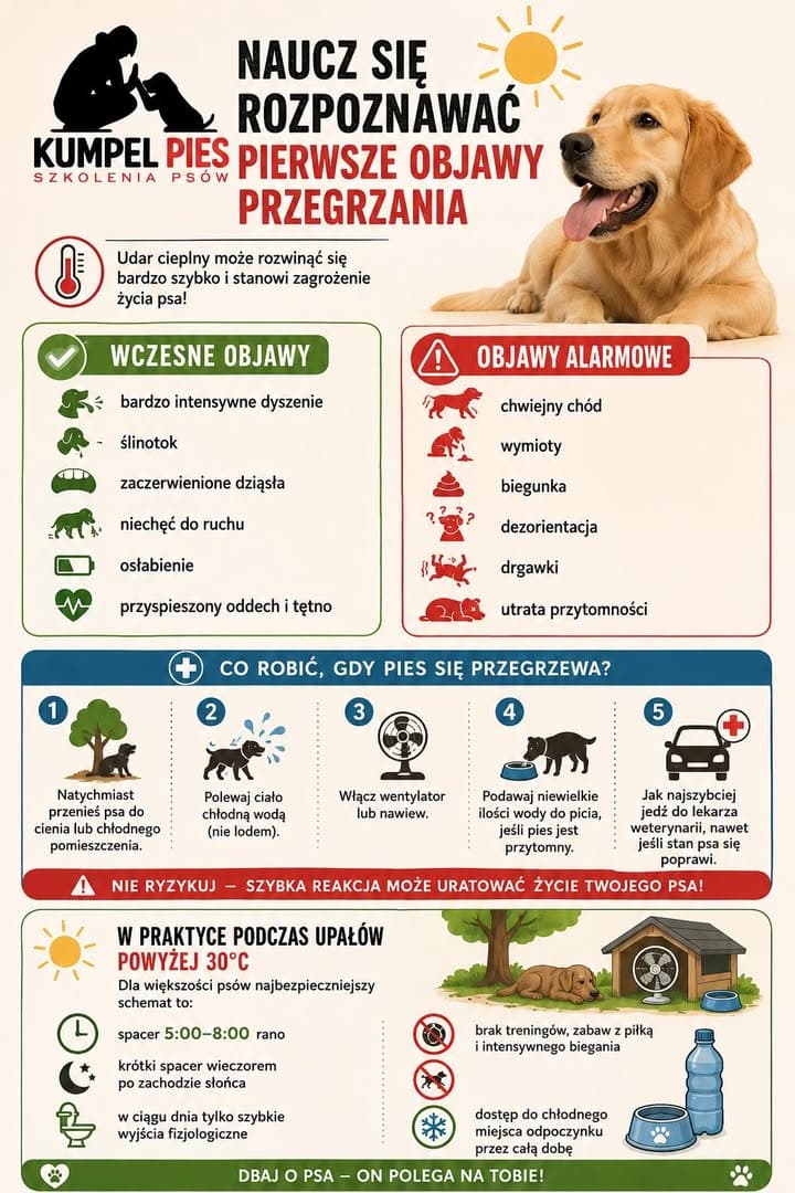 To ważne!
Nasi przyjaciele bardzo źle znoszą przegrzanie.
Udar cieplny dla psa jest śmiertelny